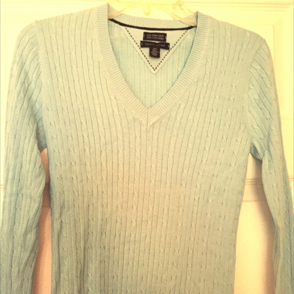 Light Blue Cable Knit Sweter
